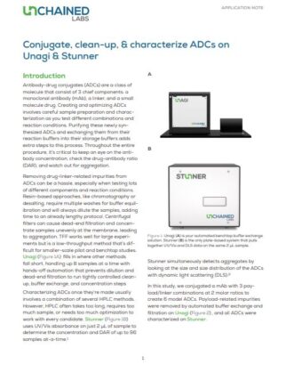 Conjugate, clean-up, & characterize ADCs on Unagi & Stunner